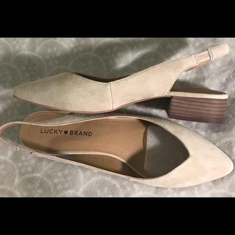 - Lucky Brand Leather suede mule sandals